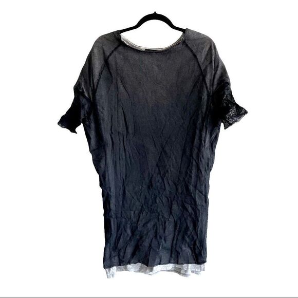 KEDZIOREK Lagenlook Crew Neck Short Sleeve Layered Tunic Dress Black 44 - Picture 2 of 14